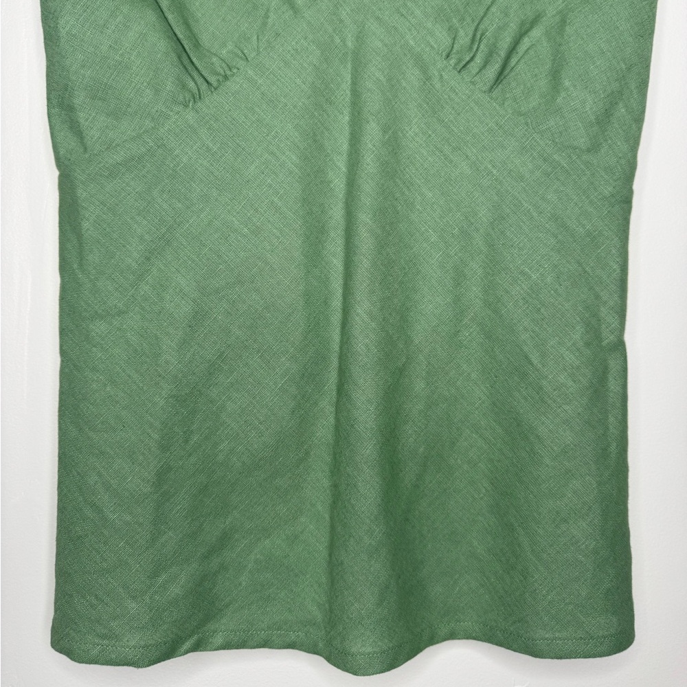 Calvin Klein women's S linen blend olive green babydoll top y2k boho costal - Picture 3 of 7